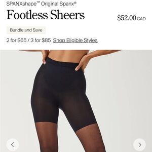 SPANX Footless Sheers Pantyhose in Black size C